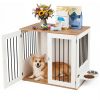 Furniture Style Dog Crate with 360 Rotating Feeder & 304 Stainless Steel Bowls, Double Locking Indoor Dog Kennel