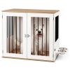 Furniture Style Dog Crate with 360 Rotating Feeder & 304 Stainless Steel Bowls, Double Locking Indoor Dog Kennel