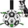 Dog Toys for Small Medium Puppy, Soccer Ball for Dogs with Straps, Dog Herding Balls, Birthday Toy Gifts, (Black , 6 Inch)