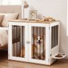 Furniture Style Dog Crate with 360 Rotating Feeder & 304 Stainless Steel Bowls, Double Locking Indoor Dog Kennel
