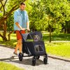 Pet Stroller Dog Cat Carriage One Click Fold with Universal Front Wheels Shock Absorber Brakes Storage Bags Mesh Window
