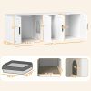 Cat Litter Box Enclosure with Double Room, Scratching Mat for 2 Cats, 57" x 19" x 20", White